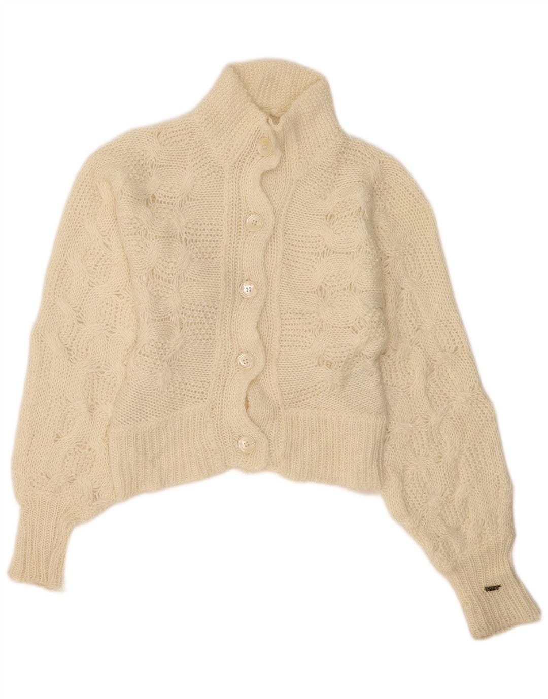 MET Womens Cardigan Sweater UK 12 Medium Beige Mohair