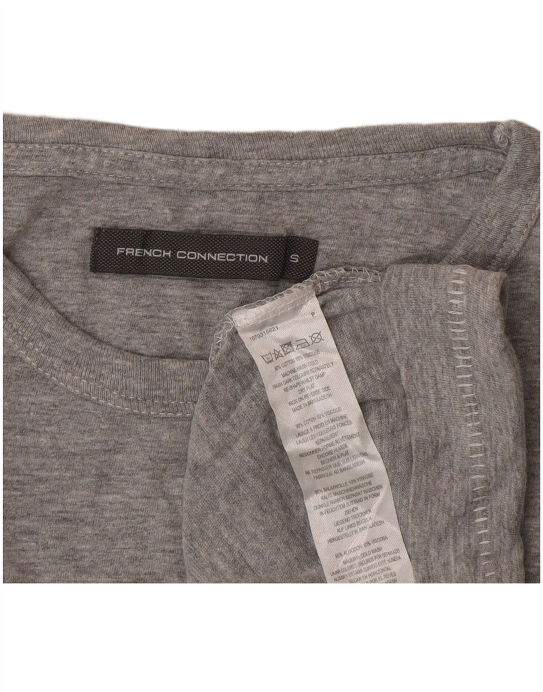 French Connection Womens T-Shirt Top UK 10 Small Grey Cotton