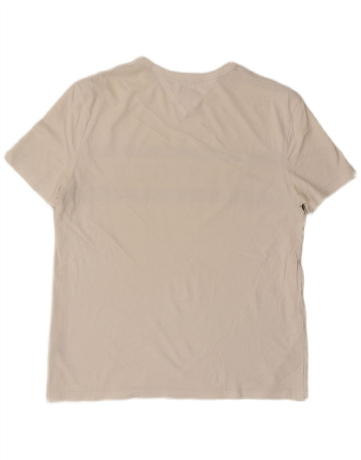 Tommy Hilfiger Mens Graphic T-Shirt Top Medium White Colourblock Cotton