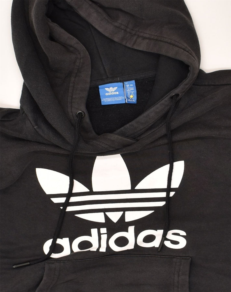 ADIDAS Womens Graphic Hoodie Jumper UK 16 Large   Black Cotton | Vintage Adidas | Thrift | Second-Hand Adidas | Used Clothing | Messina Hembry 