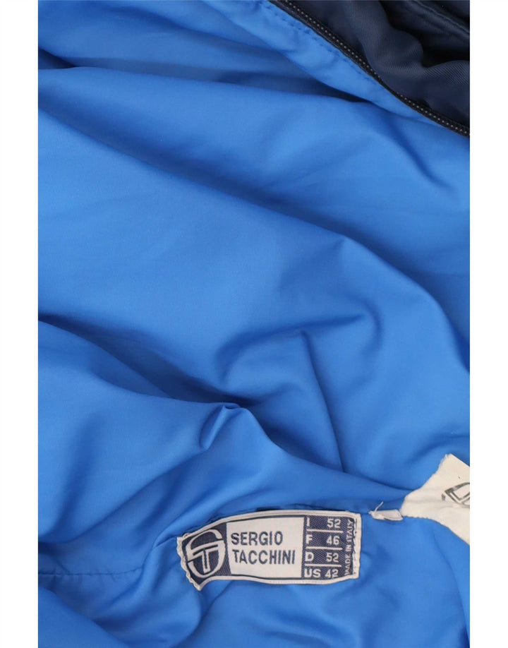 Sergio Tacchini Mens Hooded Padded Jacket IT 52 XL Navy Blue Colourblock