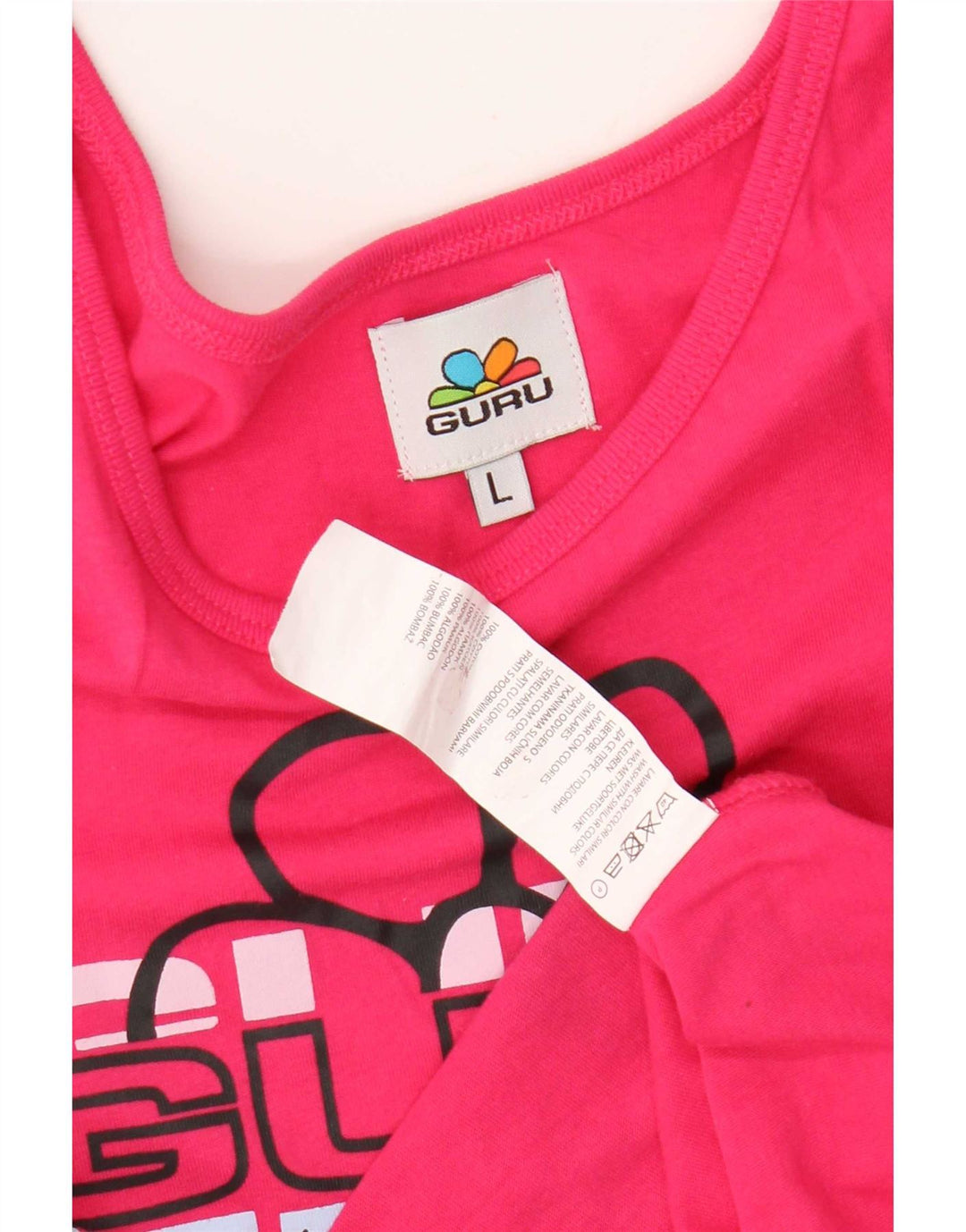 Guru Womens Graphic Vest Top UK 14 Large Pink Cotton
