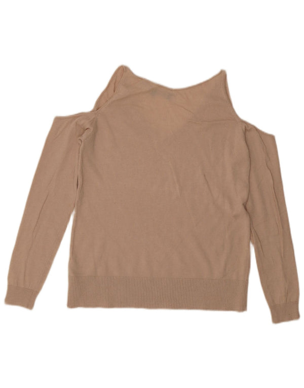 French Connection Womens Crop Oversized V-Neck Jumper Sweater UK 6 XS Beige