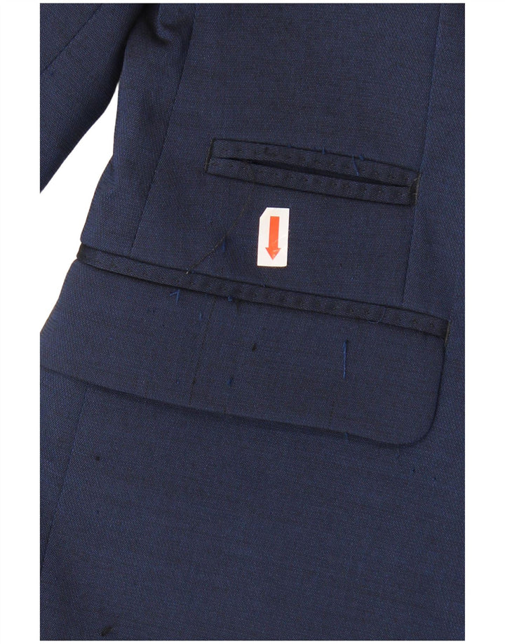 Zara Mens 2 Button Blazer Jacket EU 46 Small Navy Blue Polyester