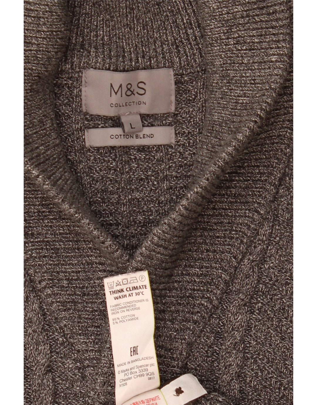 Marks & Spencer Mens Cardigan Sweater Large Grey Cotton