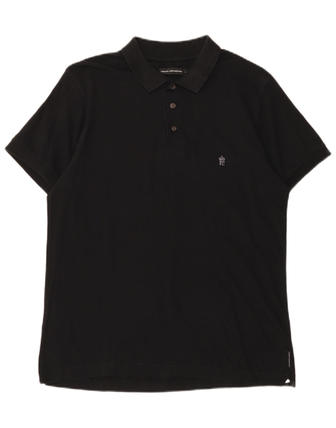 French Connection Mens Polo Shirt Large Black Cotton
