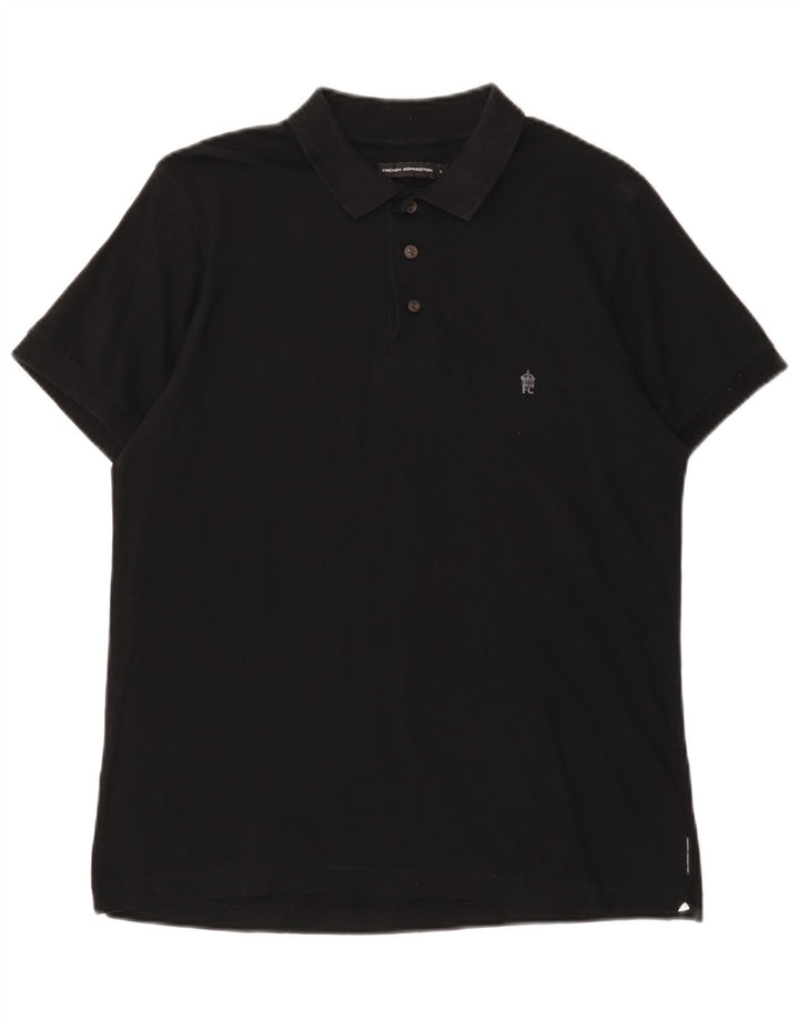 French Connection Mens Polo Shirt Large Black Cotton