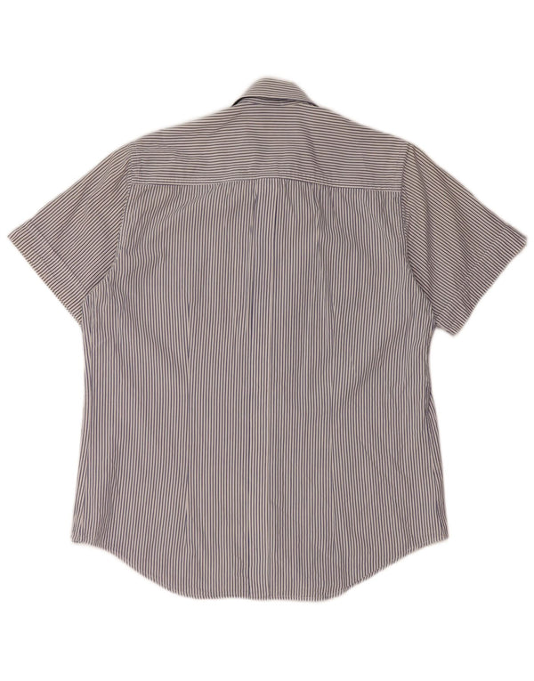 SERGIO TACCHINI Mens Short Sleeve Shirt Medium Navy Blue Pinstripe Cotton