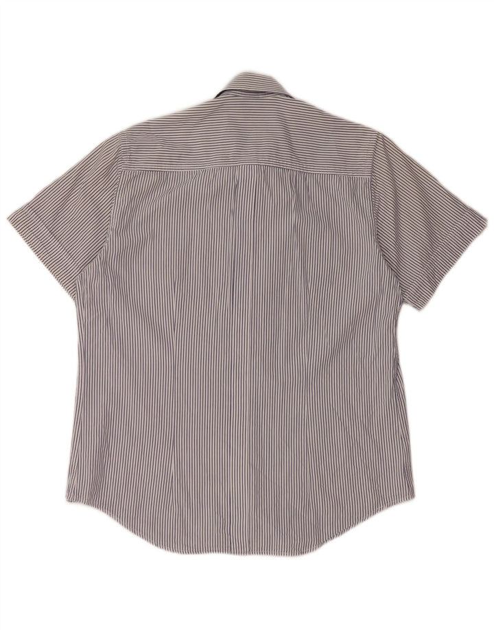 SERGIO TACCHINI Mens Short Sleeve Shirt Medium Navy Blue Pinstripe Cotton