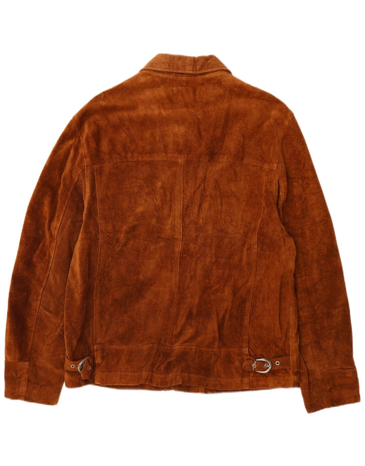 PACIFIC AIR FORCES Mens Suede Jacket IT 52 XL Brown Leather
