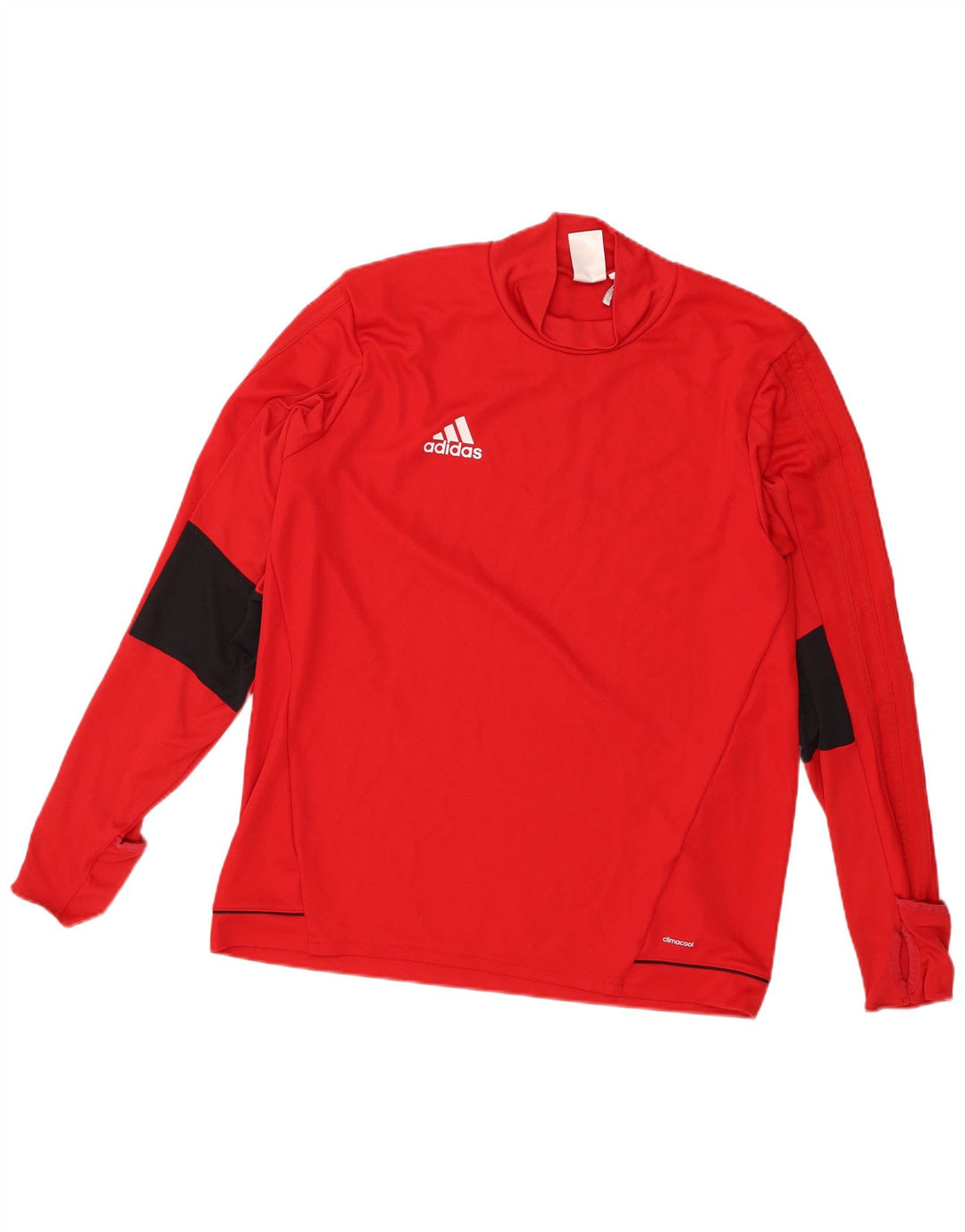 Adidas Mens Climacool Top Long Sleeve Large Red Colourblock Polyester