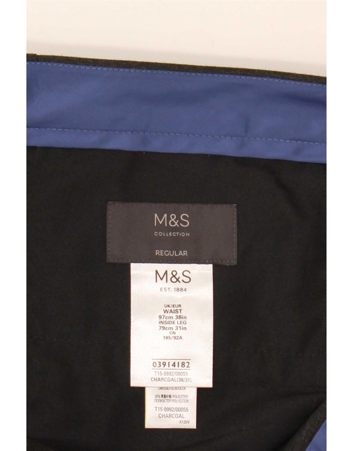 Marks & Spencer Mens Regular Fit Suit Trousers W38 L31 Grey Polyester