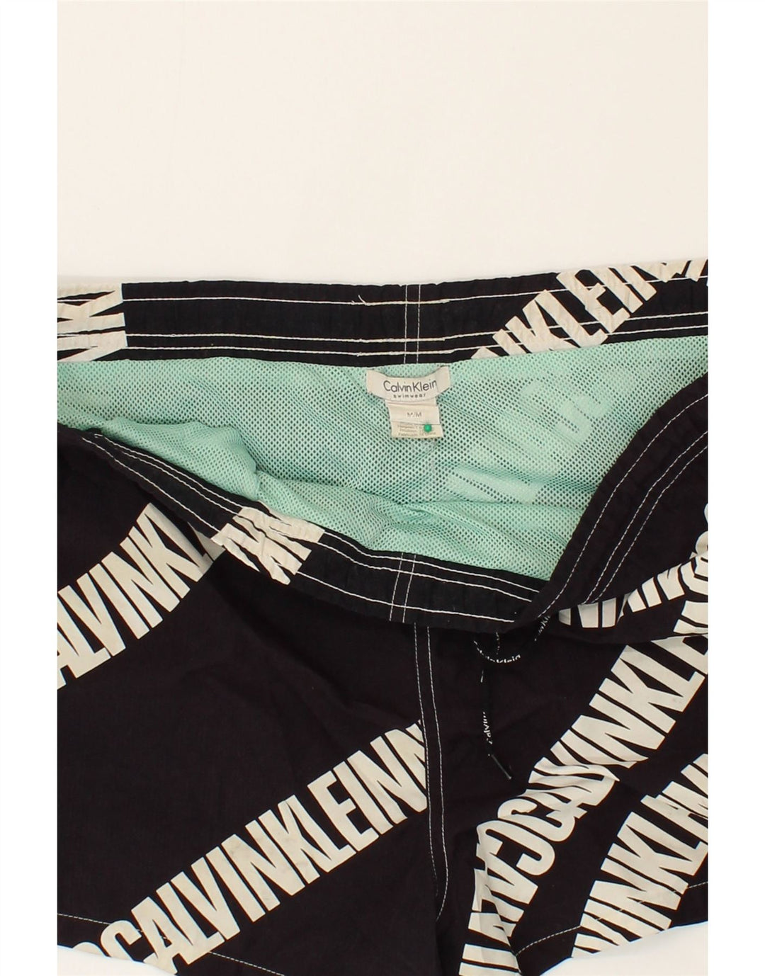 CALVIN KLEIN Mens Graphic Swimming Shorts Medium  Black Polyester
