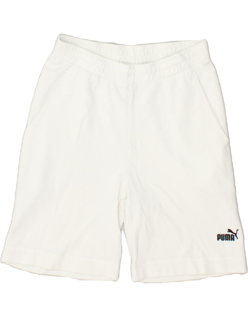 PUMA Mens Graphic Sport Shorts Small White Cotton | Vintage Puma | Thrift | Second-Hand Puma | Used Clothing | Messina Hembry 