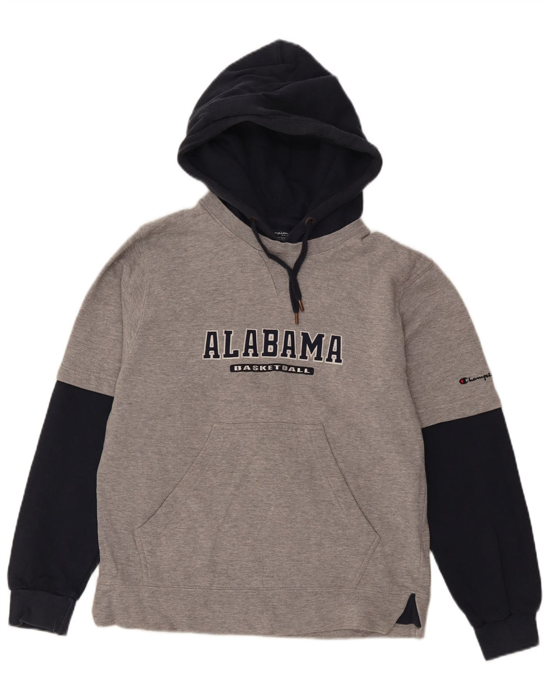 Champion Mens Alabama Graphic Hoodie Jumper Small Grey Colourblock Cotton