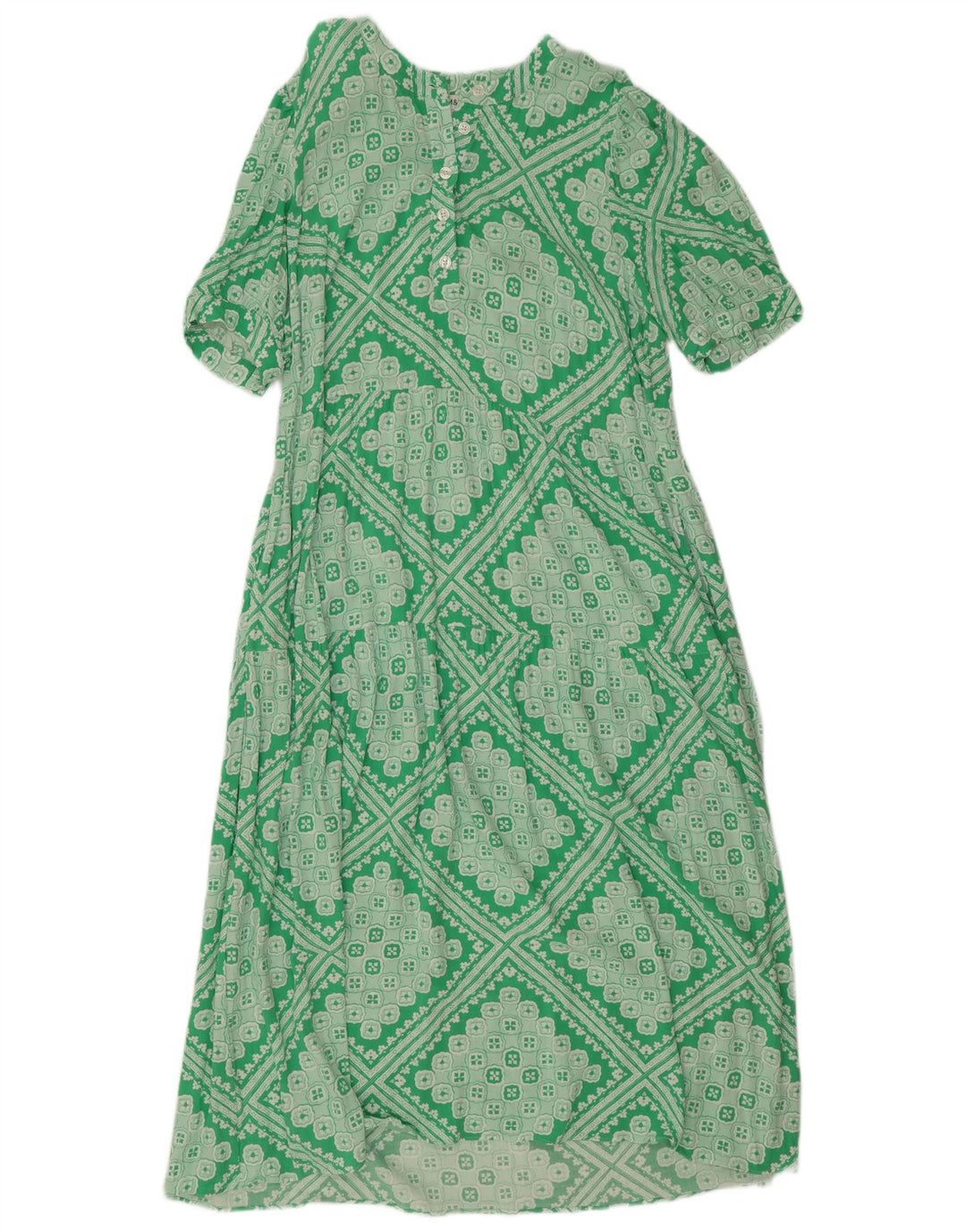 Marks & Spencer Womens Regular A-Line Dress UK 12 Medium Green Geometric