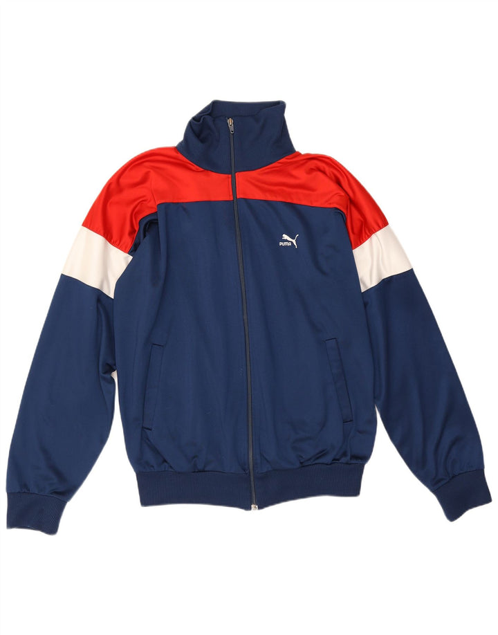 Puma Mens Tracksuit Top Jacket Medium Navy Blue Colourblock Polyester