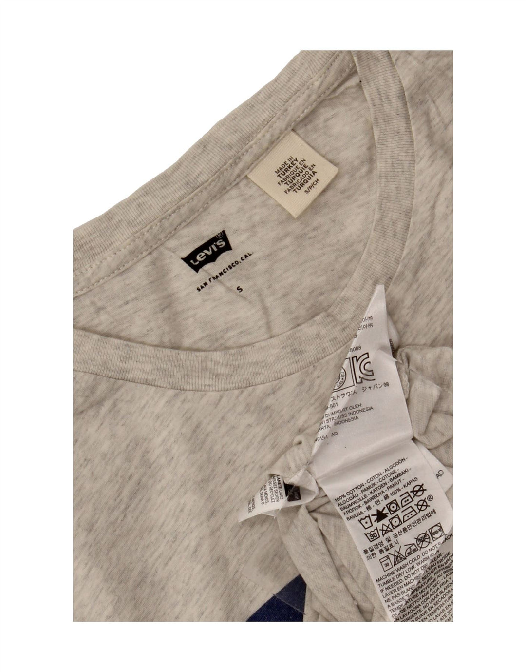 LEVI'S Mens Graphic T-Shirt Top Small Grey Flecked Cotton Vintage Levi's and Second-Hand Levi's from Messina Hembry 