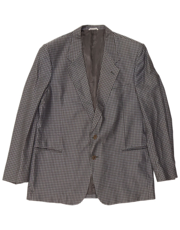 CAESAR  Mens 2 Button Blazer Jacket IT 56 XL Grey Gingham Cotton
