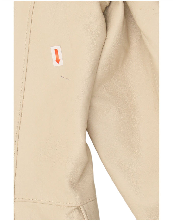 VINTAGE Mens 3 Button Leather Blazer Jacket IT 52 XL Beige Leather