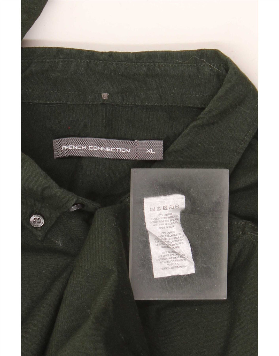 French Connection Mens Shirt XL Green Cotton