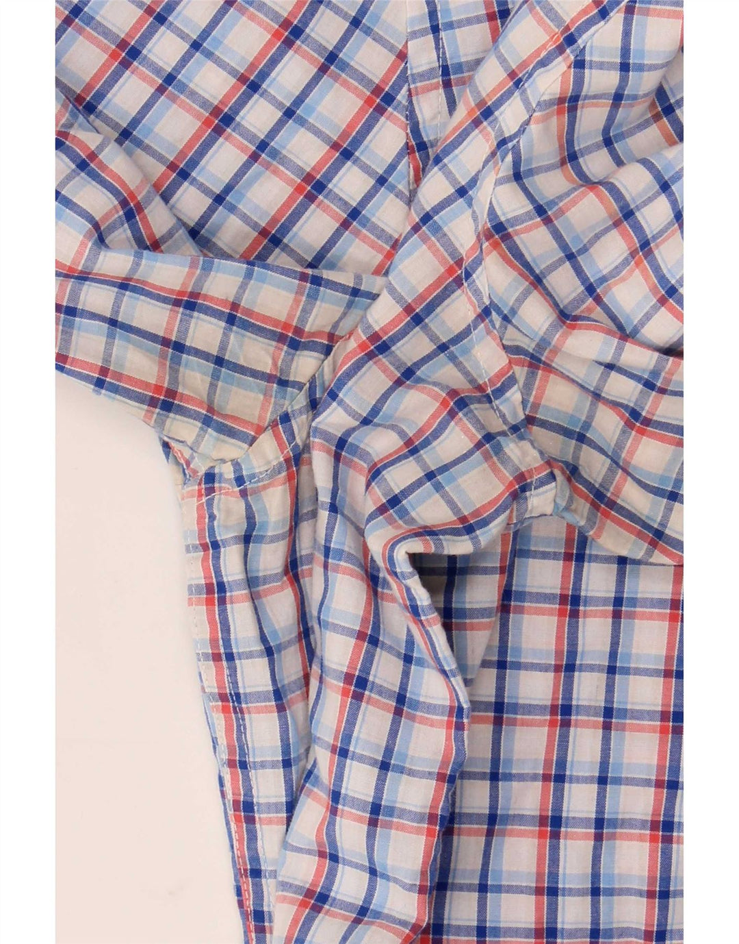 Chaps Mens Short Sleeve Shirt Large Blue Check Cotton