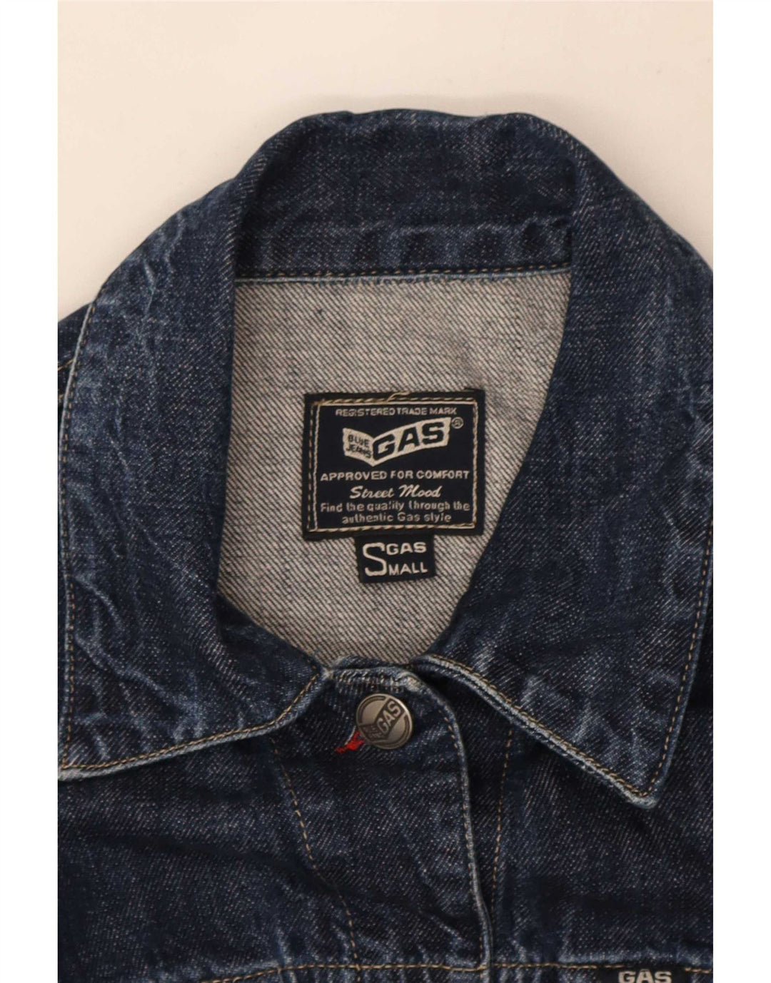 Gas Womens Crop Denim Jacket UK 10 Small Navy Blue Cotton
