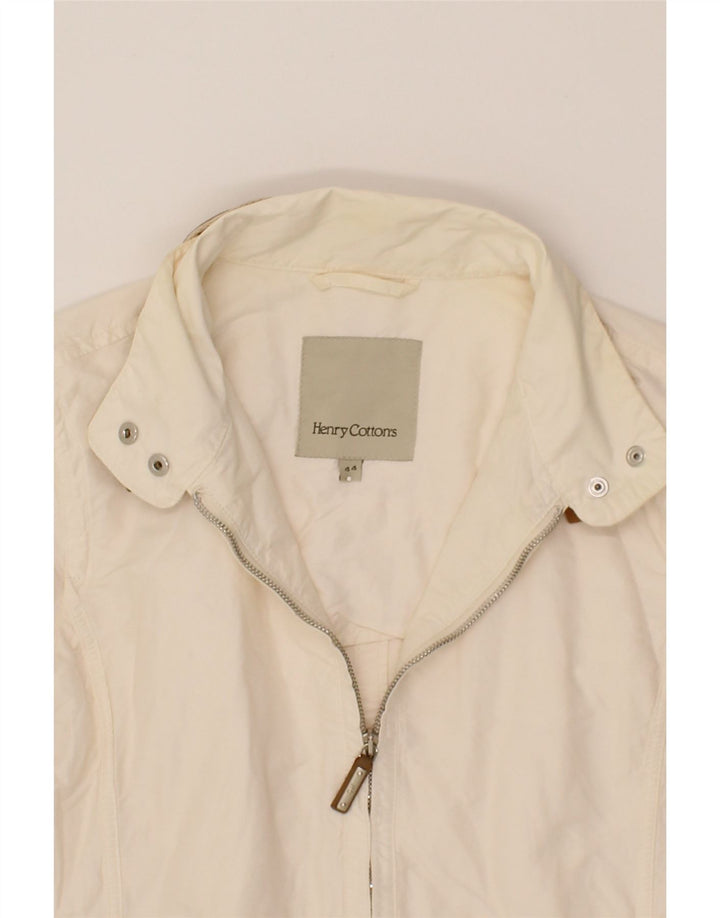 HENRY COTTONS Womens Bomber Jacket IT 44 Medium Off White Cotton Vintage Henry Cottons and Second-Hand Henry Cottons from Messina Hembry 