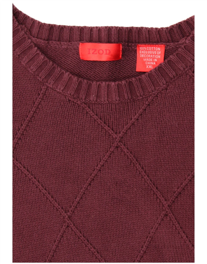 IZOD Mens Crew Neck Jumper Sweater 2XL Burgundy Cotton