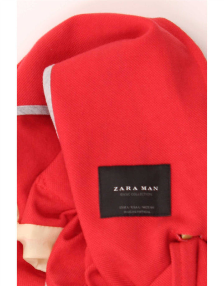 Zara Mens 2 Button Blazer Jacket UK 40 Large Red Cotton