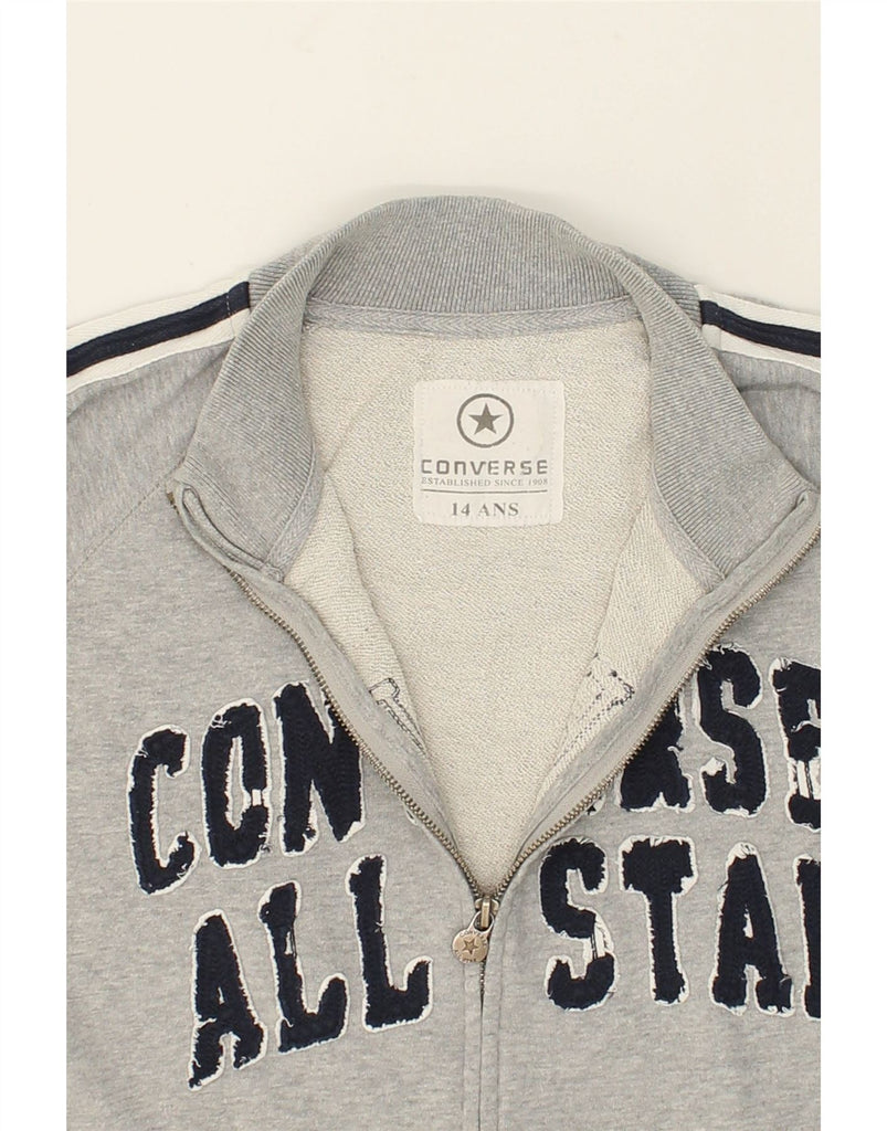 CONVERSE Boys Graphic Tracksuit Top Jacket 13-14 Years Grey Cotton | Vintage Converse | Thrift | Second-Hand Converse | Used Clothing | Messina Hembry 