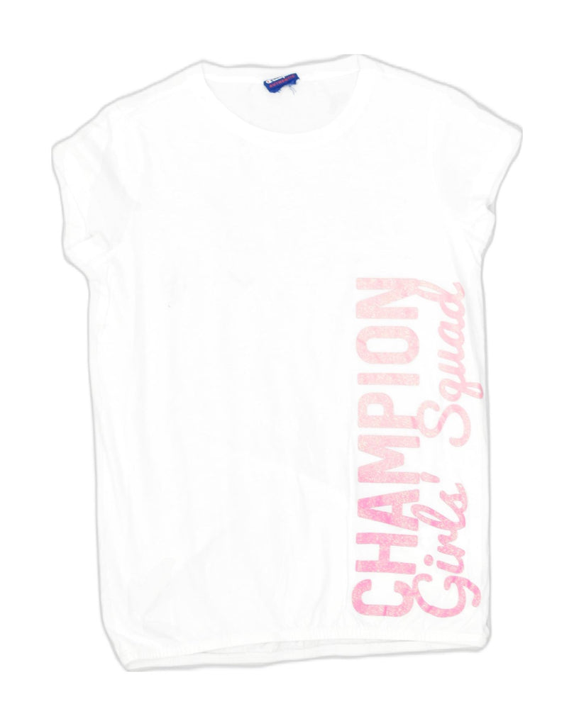 CHAMPION Womens Graphic T-Shirt Top UK 12 Medium White Cotton | Vintage Champion | Thrift | Second-Hand Champion | Used Clothing | Messina Hembry 