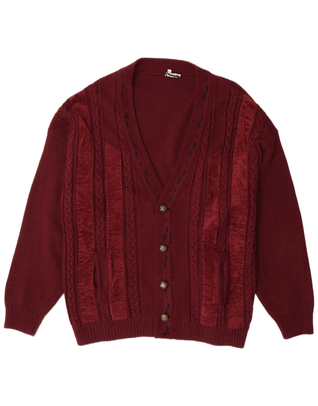 PIMET MAGLIERA Mens Cardigan Sweater XL Burgundy Wool