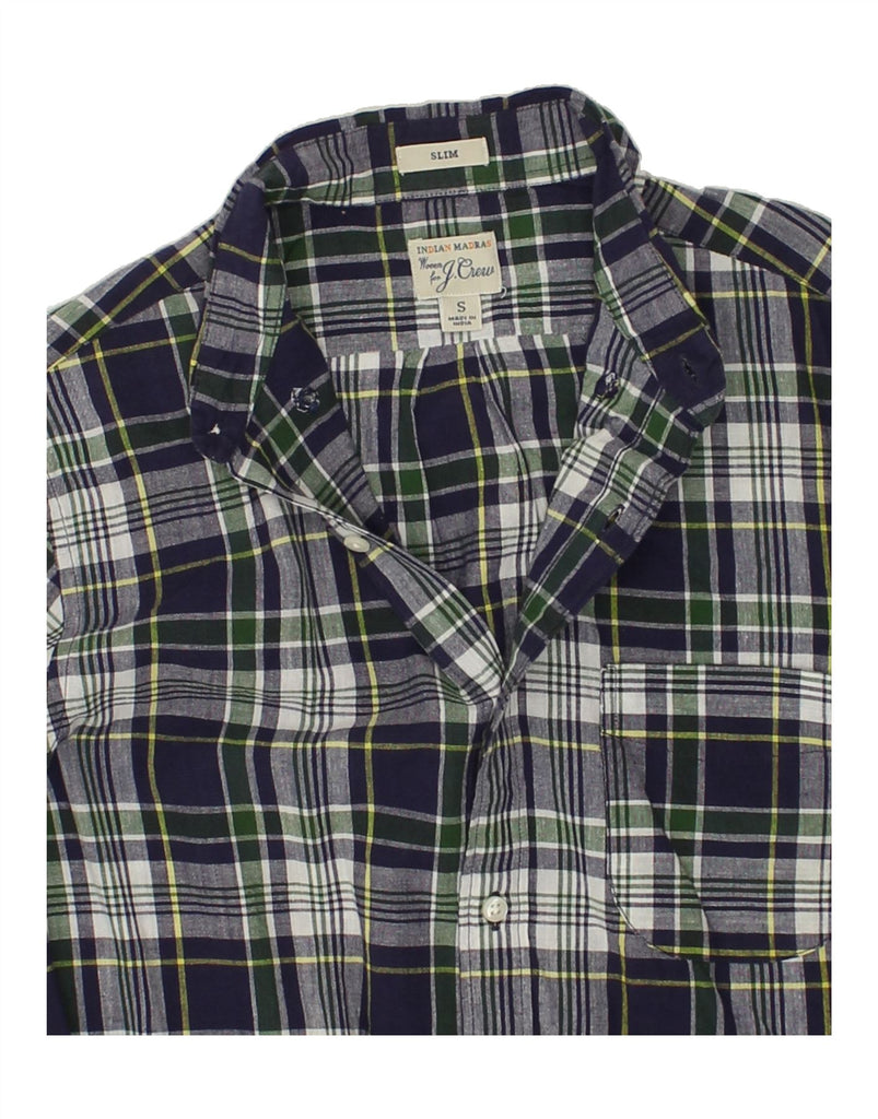 J. CREW Mens Slim Shirt Small Navy Blue Check Cotton | Vintage J. Crew | Thrift | Second-Hand J. Crew | Used Clothing | Messina Hembry 