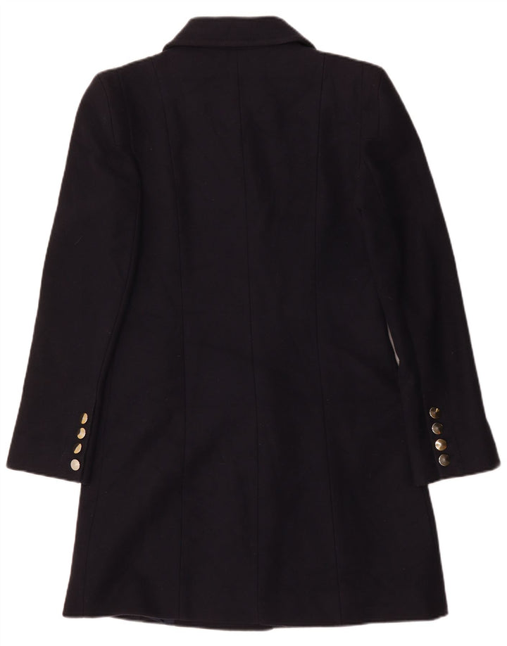 Hobbs Womens Double Breasted Coat UK 10 Small Navy Blue Virgin Wool