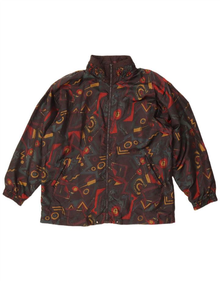 Lavon Womens Abstract Pattern Bomber Jacket UK 16 Large Black Nylon