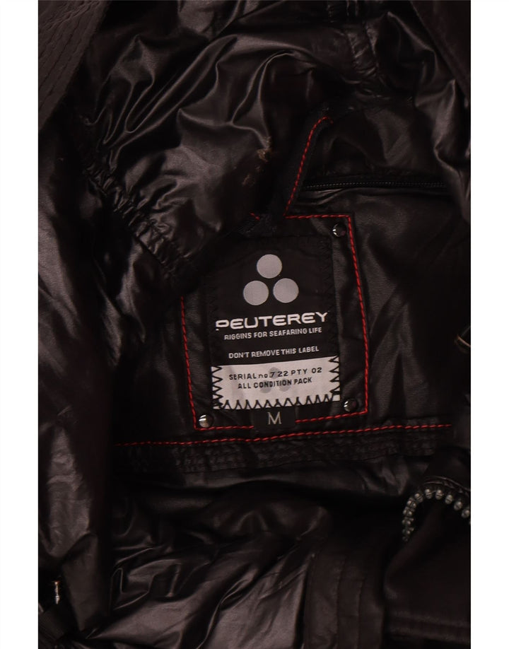 PEUTEREY Mens Hooded Padded Jacket UK 38 Medium Black Polyamide