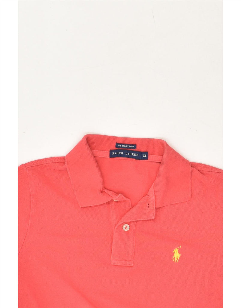 RALPH LAUREN Womens Skinny Polo Shirt UK 6 XS Pink Cotton Vintage Ralph Lauren and Second-Hand Ralph Lauren from Messina Hembry 