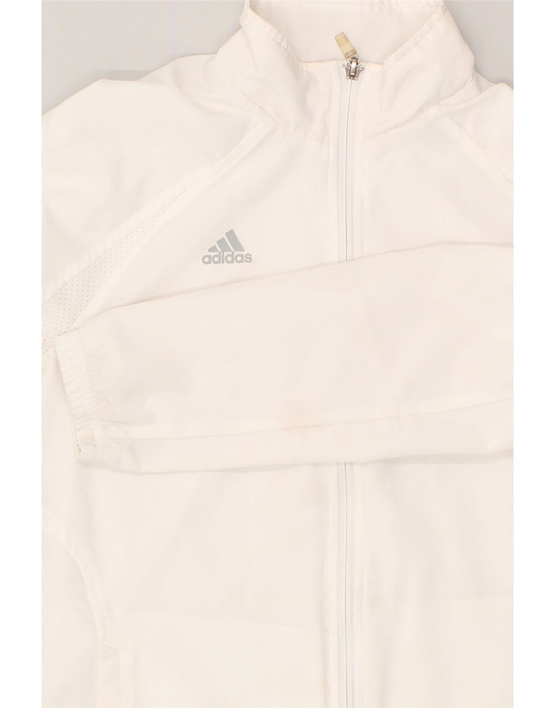 ADIDAS Womens Tracksuit Top Jacket UK 10 Small White Polyester | Vintage Adidas | Thrift | Second-Hand Adidas | Used Clothing | Messina Hembry 