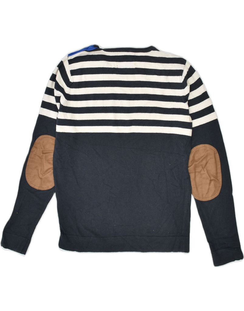 JACK & JONES Mens Crew Neck Jumper Sweater Small Navy Blue Striped | Vintage | Thrift | Second-Hand | Used Clothing | Messina Hembry 