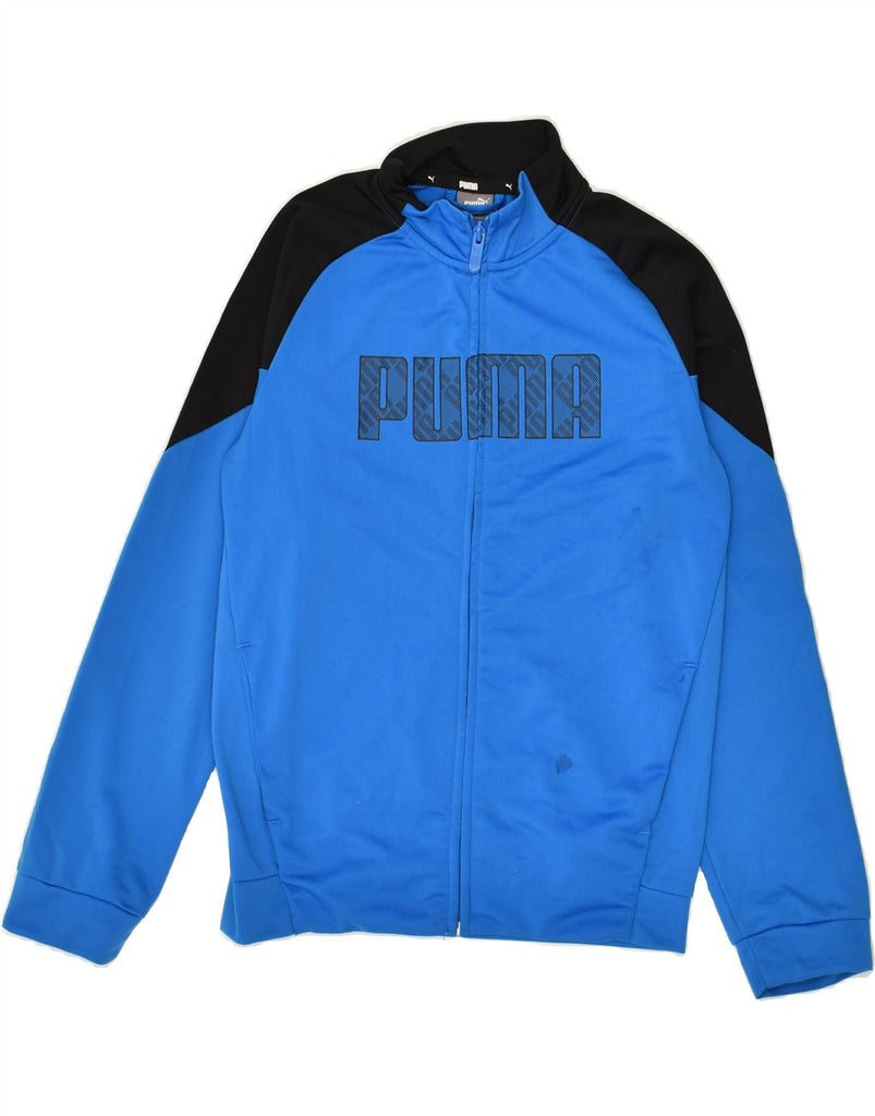 PUMA Boys Graphic Tracksuit Top Jacket 11-12 Years Blue Colourblock | Vintage Puma | Thrift | Second-Hand Puma | Used Clothing | Messina Hembry 