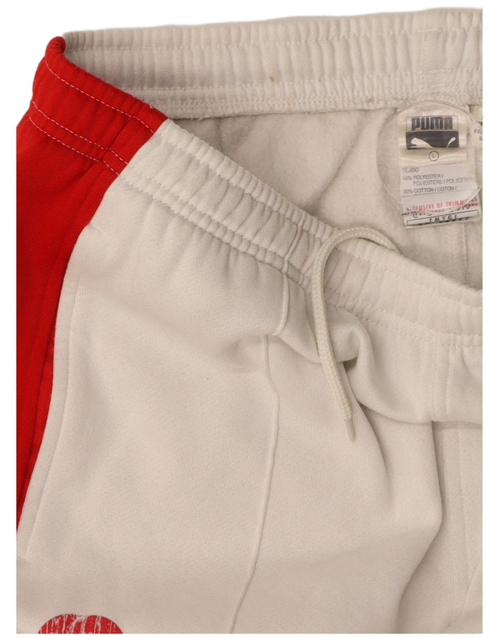 PUMA Mens Tracksuit Trousers Large  White Colourblock Polyester