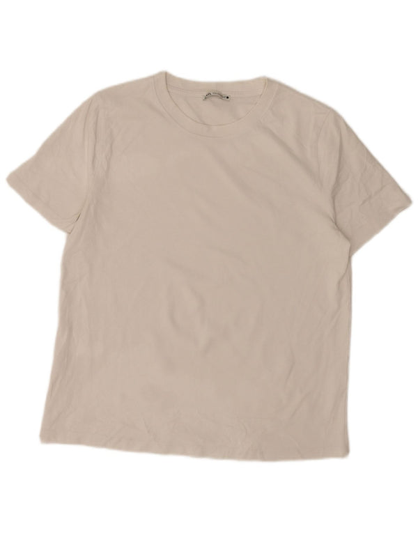 Zara Womens T-Shirt Top UK 16 Large White Cotton