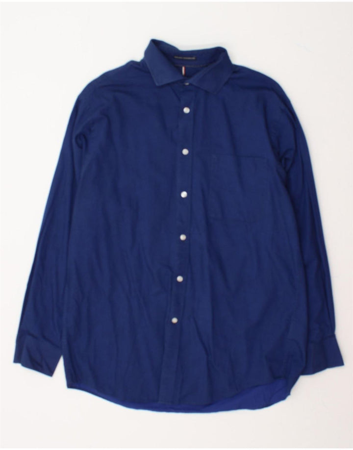 TOMMY HILFIGER Mens Regular Fit Shirt Size 16 Large Navy Blue Floral Vintage Tommy Hilfiger and Second-Hand Tommy Hilfiger from Messina Hembry 