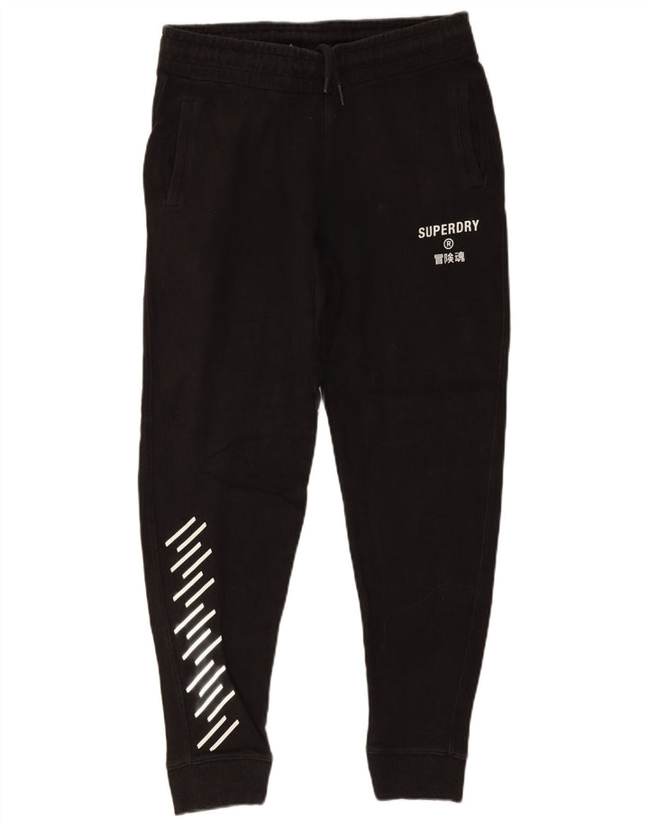 Superdry Mens Graphic Tracksuit Trousers Joggers Small Black Cotton