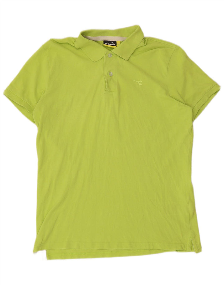 DIADORA Mens Polo Shirt Large Green Cotton