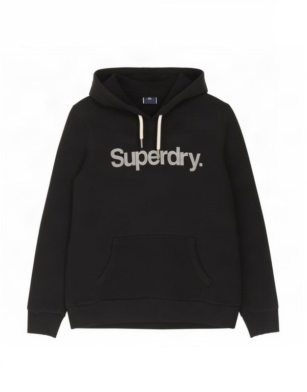 Superdry Womens Graphic Hoodie Jumper UK 10 Small Black Cotton