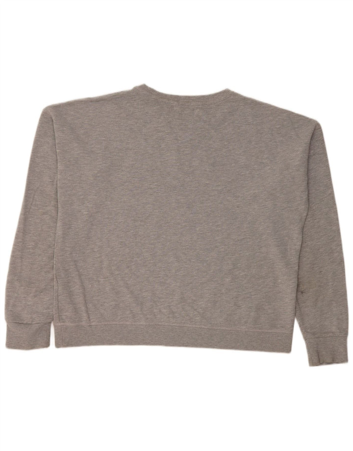 Superdry Womens Graphic Oversized Sweatshirt Jumper UK 16 Large Grey Cotton