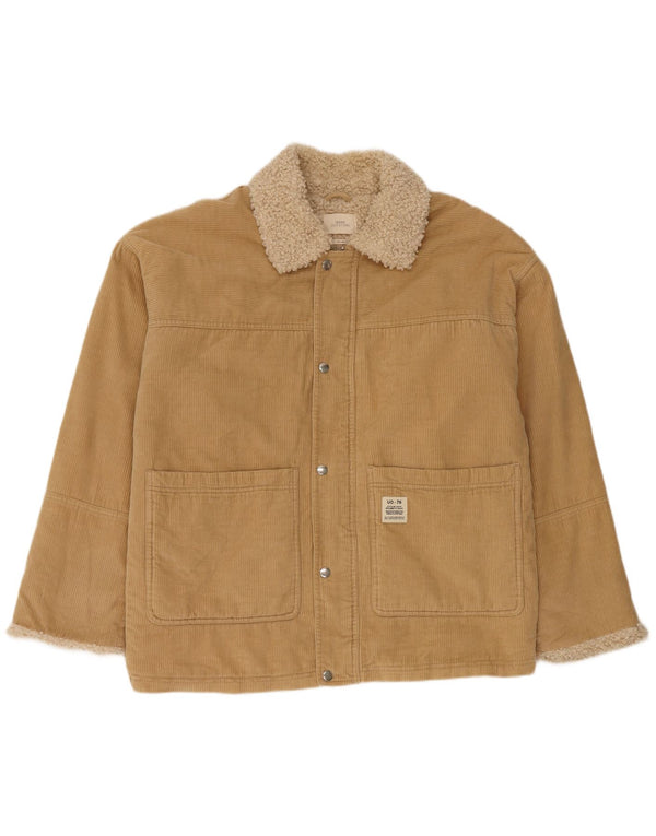 Urban Outfitters Mens Sherpa Corduroy Jacket UK 38 Medium Beige Cotton