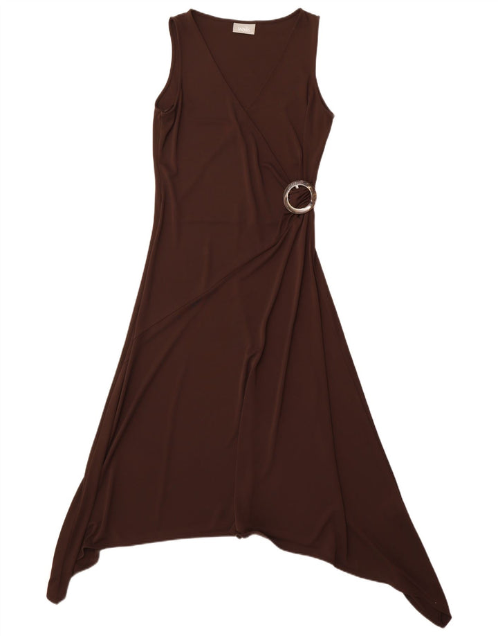 WALLIS Womens Sleeveless Asymmetrical Dress UK 14 Medium Brown Polyester